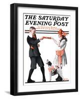 "Playing Party Games" Saturday Evening Post Cover, April 26,1919-Norman Rockwell-Framed Giclee Print