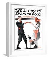 "Playing Party Games" Saturday Evening Post Cover, April 26,1919-Norman Rockwell-Framed Giclee Print