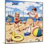 Playing Sandcastles-null-Mounted Giclee Print