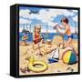 Playing Sandcastles-null-Framed Stretched Canvas