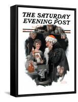 "Playing Santa" Saturday Evening Post Cover, December 9,1916-Norman Rockwell-Framed Stretched Canvas