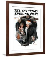 "Playing Santa" Saturday Evening Post Cover, December 9,1916-Norman Rockwell-Framed Giclee Print