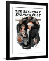 "Playing Santa" Saturday Evening Post Cover, December 9,1916-Norman Rockwell-Framed Giclee Print