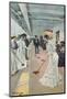 Playing Shuffleboard on Board a German Transatlantic Liner-null-Mounted Photographic Print