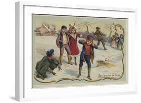 Playing Snowballs-null-Framed Giclee Print