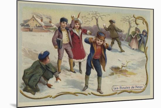 Playing Snowballs-null-Mounted Giclee Print