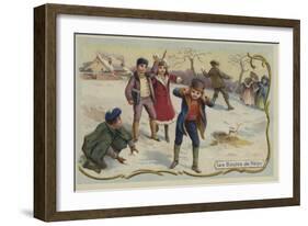 Playing Snowballs-null-Framed Giclee Print