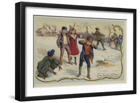 Playing Snowballs-null-Framed Giclee Print