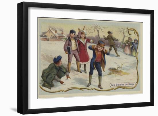 Playing Snowballs-null-Framed Giclee Print