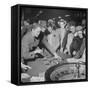 Playing the Roulette Wheel in a Las Vegas Club-Peter Stackpole-Framed Stretched Canvas