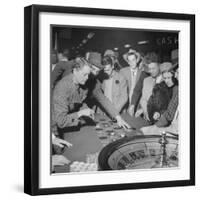 Playing the Roulette Wheel in a Las Vegas Club-Peter Stackpole-Framed Premium Photographic Print