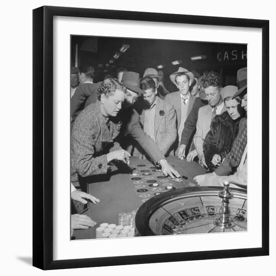 Playing the Roulette Wheel in a Las Vegas Club-Peter Stackpole-Framed Premium Photographic Print