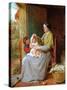 Playing With Baby, 1863-George Smith-Stretched Canvas