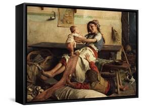 Playing with Baby-Gaetano Chierici-Framed Stretched Canvas