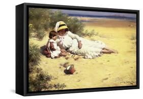 Playing with Mother-William Kay Blacklock-Framed Stretched Canvas