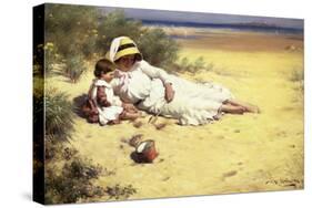 Playing with Mother-William Kay Blacklock-Stretched Canvas