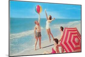 Playing with the Beach Ball-null-Mounted Art Print
