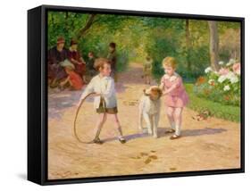 Playing with the Hoop-Victor Gabriel Gilbert-Framed Stretched Canvas
