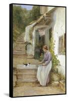 Playing with the Kitten-Ernest Walbourn-Framed Stretched Canvas