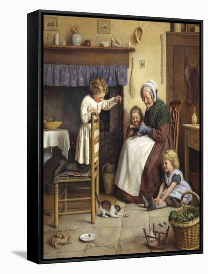 Playing with the Kittens-Joseph Clark-Framed Stretched Canvas