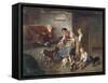 Playing with the Puppies-Adolf Eberle-Framed Stretched Canvas