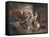 Playing with the Puppies-Adolf Eberle-Framed Stretched Canvas