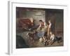 Playing with the Puppies-Adolf Eberle-Framed Giclee Print