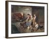 Playing with the Puppies-Adolf Eberle-Framed Giclee Print