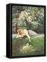 Playing with the Puppy-Alexander Rossi-Framed Stretched Canvas