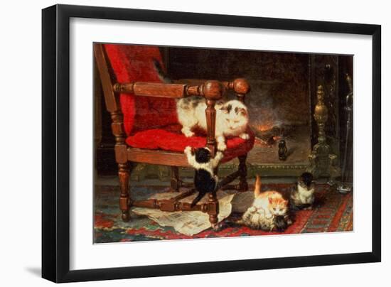 Playing with the Warmth of the Fire-Henriette Ronner-Knip-Framed Giclee Print