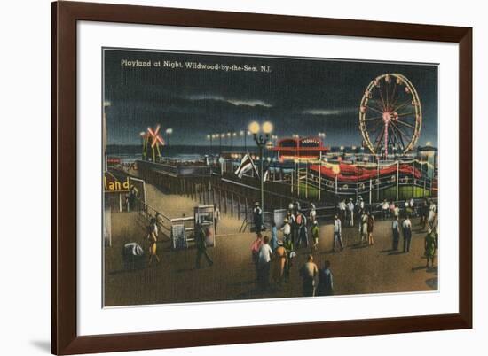 Playland at Night, Wildwood-by-the-Sea, New Jersey-null-Framed Art Print