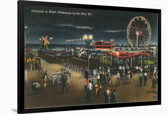 Playland at Night, Wildwood-by-the-Sea, New Jersey-null-Framed Art Print