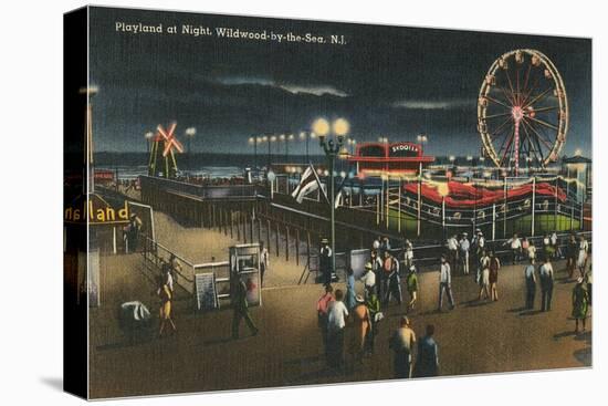 Playland at Night, Wildwood-by-the-Sea, New Jersey-null-Stretched Canvas