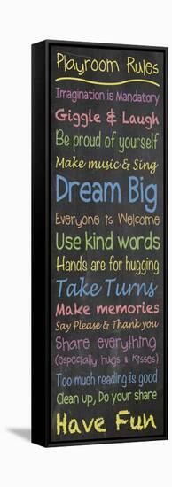 Playroom Rules Chalk-Lauren Gibbons-Framed Stretched Canvas