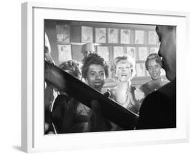 Playwright Lorraine Hansberry Enjoys Music at the Raisin in the Sun Opening Night Party at Sardis-Gordon Parks-Framed Premium Photographic Print