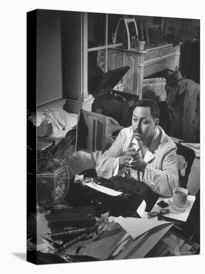 Playwright Tennessee Williams, Working on a New Play, with Success of "A Streetcar Named Desire"-W^ Eugene Smith-Stretched Canvas