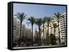 Plaza Ayuntamiento, Palm Trees, Buildings, Valencia, Mediterranean, Costa Del Azahar, Spain, Europe-Martin Child-Framed Stretched Canvas