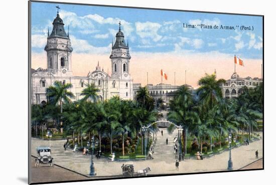 Plaza De Armas, Lima, Peru, Early 20th Century-null-Mounted Premium Giclee Print