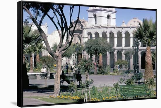 Plaza De Armas, Main Square, Arequipa, Unesco World Heritage Site, Peru, South America-Walter Rawlings-Framed Stretched Canvas