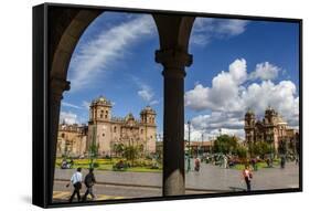 Plaza De Armas with the Cathedral and Iglesia De La Compania De Jesus Church, Cuzco, Peru-Yadid Levy-Framed Stretched Canvas