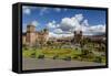 Plaza De Armas with the Cathedral and Iglesia De La Compania De Jesus Church, Cuzco, Peru-Yadid Levy-Framed Stretched Canvas