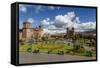 Plaza De Armas with the Cathedral and Iglesia De La Compania De Jesus Church, Cuzco, Peru-Yadid Levy-Framed Stretched Canvas