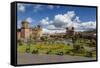 Plaza De Armas with the Cathedral and Iglesia De La Compania De Jesus Church, Cuzco, Peru-Yadid Levy-Framed Stretched Canvas