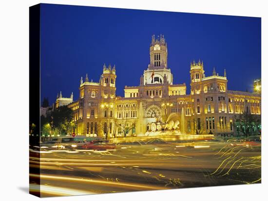 Plaza De Cibeles Illuminated at Night, Madrid, Spain, Europe-Marco Simoni-Stretched Canvas