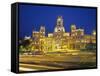 Plaza De Cibeles Illuminated at Night, Madrid, Spain, Europe-Marco Simoni-Framed Stretched Canvas