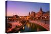 Plaza de Espana in Parque de Maria Luisa at night, Seville, Andalucia, Spain-Karen Deakin-Stretched Canvas