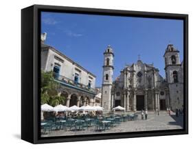 Plaza De La Catedral With Cathedral, Old Havana, Cuba, West Indies, Central America-Martin Child-Framed Stretched Canvas