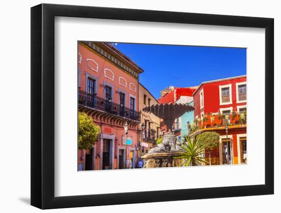 Plaza Del Baratillo, Baratillo Square, Fountain, Colorful Buildings, Guanajuato, Mexico-William Perry-Framed Photographic Print