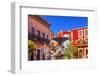 Plaza Del Baratillo, Baratillo Square, Fountain, Colorful Buildings, Guanajuato, Mexico-William Perry-Framed Photographic Print