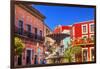 Plaza Del Baratillo, Baratillo Square, Fountain, Colorful Buildings, Guanajuato, Mexico-William Perry-Framed Photographic Print